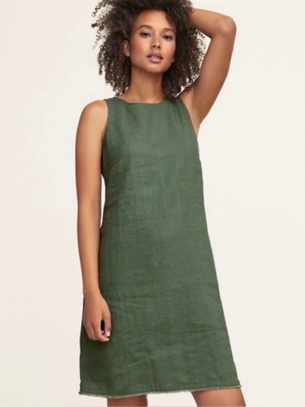 Garnet Hill Linen Harbor side Fringe-Hem A-Line Dress 14 Coastal Minimalist